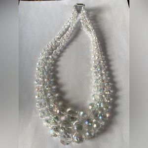 Vintage Aurora Borealis crystal bead necklace